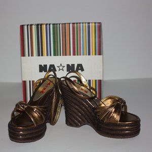 NaNa Bronze Leather Platform Sandal